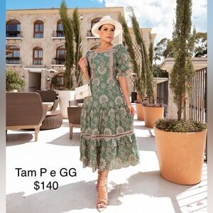 Floral Green Embroidered Dress